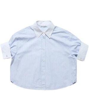 Acne Studios Overhemden ,Blauw ,Katoen Shirt Met Korte Mouwen En Knoopsluiting