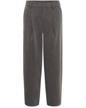 Kaffe Broeken ,Grijs ,Leer Kamerle Cropped Broek