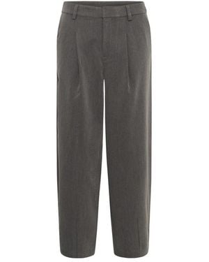 Kaffe Broeken ,Grijs ,Leer Kamerle Cropped Broek