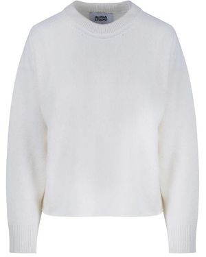 Alpha Studio Round-Neck Knitwear - Blanco