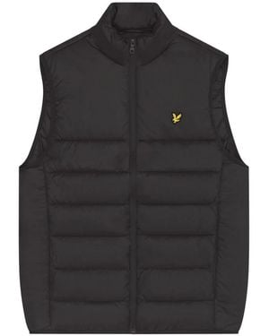 Lyle & Scott Jassen ,Grijs ,Leer Gewatteerd Gilet - Zwart