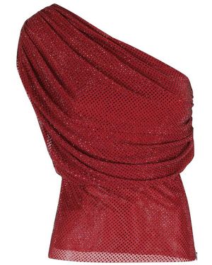 Self-Portrait Rhinestone Drape Top - Rood