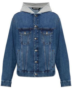 Palm Angels Denim Jack Met Vintage Effect - Blauw