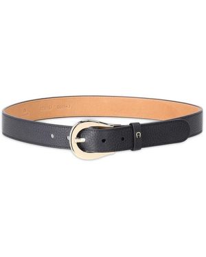 Aigner Leren Riem Met Metalen Gesp - Blauw