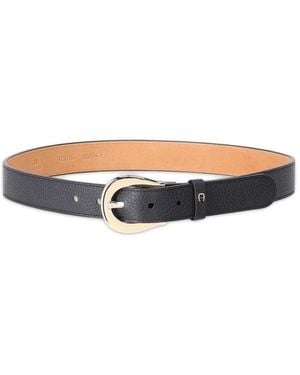 Aigner Leder Gürtel Mit Metallschnalle - Blau