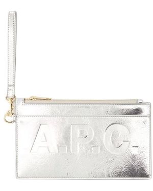 A.P.C. Silberne synthetische markt clutch - Weiß