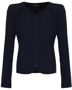 Emporio Armani Truien & Vesten ,Blauw ,Leer Zip-Up Vest