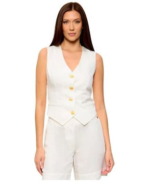 Guess Marciano Linnenmix Gilet - Wit