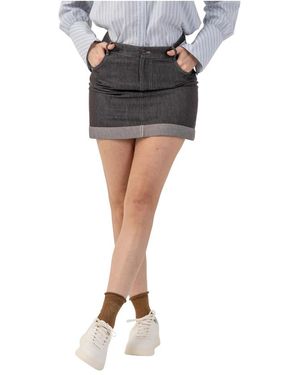 Kocca Rokken ,Bruin ,Denim Gonna Corta Taglio Dritto - Zwart
