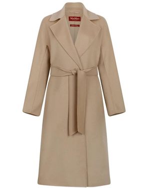 Max Mara Cles Mantel Lang Aus Wolle, Kaschmir Und Seide - Natur