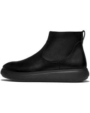Fitflop Iq-Comff Leder-Ankle-Boots Mit Reißverschluss - Schwarz