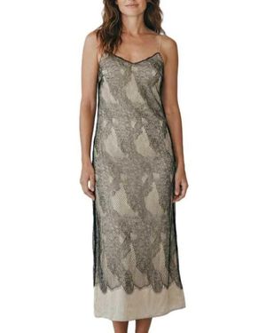 Isabel Benenato Dw912S26 Satin- Und Spitzenkleid - Grau