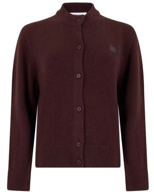 Maison Kitsuné Wool Cardigan With Logo - Paars