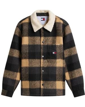 Tommy Hilfiger Jassen ,Zwart ,Polyester Brushed Check Shirt Jacket