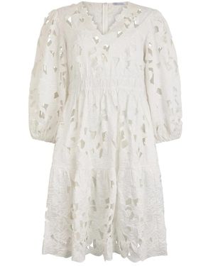RED Valentino Kleedjes ,Wit ,Polyester Macramé Korte Jurk