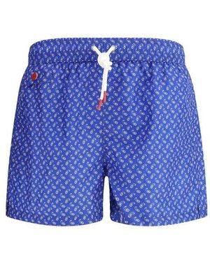 Kiton Logoed Badehose Mit Tropfen-Effekt-Muster - Blau