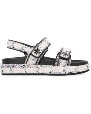 Tory Burch Tweed Plateau-Sandaletten - Weiß
