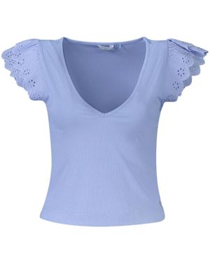 Guess Tops ,Blauw ,Short Sleeve V-Neck T-Shirt