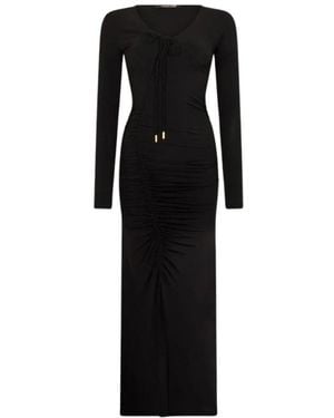 Roberto Cavalli Kleedjes ,Zwart ,Rayon Ruched Midi Jurk