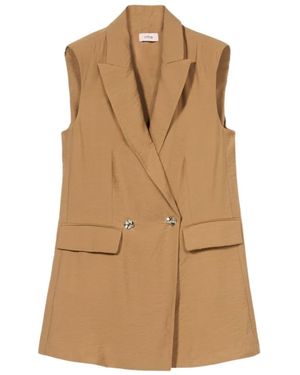 Oltre Vloeibare Viscose Blend Vest - Bruin