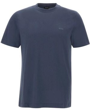 BOSS Tops ,Blauw ,Katoen T-Shirt Met Ronde Hals