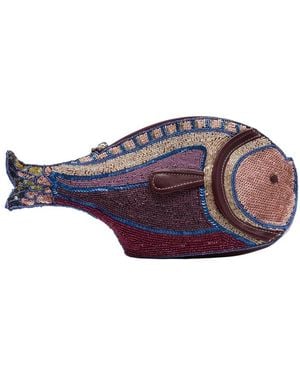 STAUD Tassen ,Paars ,Leer Pesce Beaded Clutch