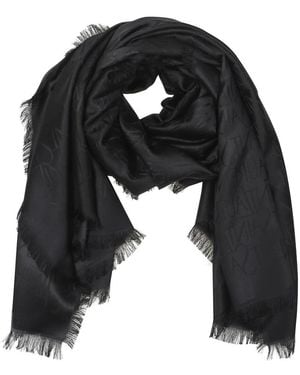 Saint Laurent Accessoires ,Zwart ,Wol Jacquard Sjaal