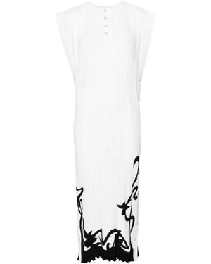 Lanvin Sleeveless Midi Dress With Pleated Design - White