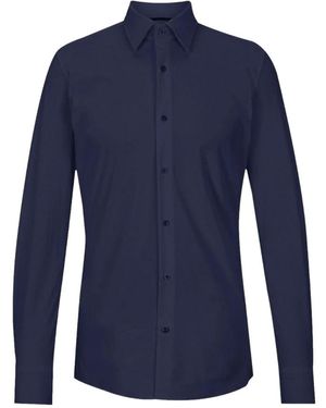 BOSS Camicia slim fit in jersey blu hank