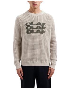OLAF HUSSEIN Waffelstrick crewneck pullover - Grau