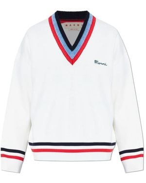 Marni V-Neck Knitwear - White
