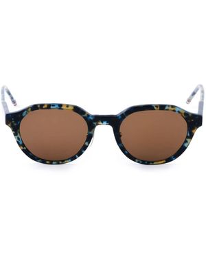 Thom Browne Accessoires ,Blauw ,Ovalen Zonnebril - Bruin