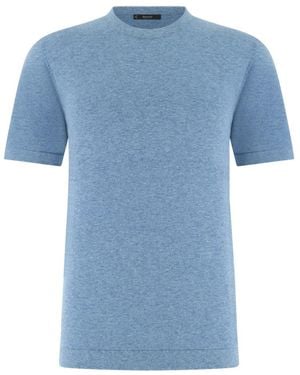 BOGGI Truien & Vesten ,Blauw ,Katoen Gebreid T-Shirt Van Linnen En Katoen