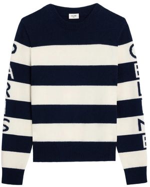 Celine Gestreifter Wollpullover - Blau