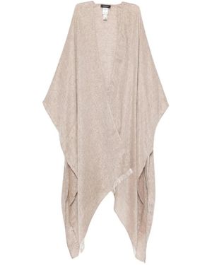 Fabiana Filippi Overhemden ,Bruin ,Kimono Van Geweven Stof Met Open Voorkant En Franje - Naturel