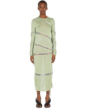 Isa Boulder Kleedjes ,Groen ,Rayon Maxi Jurk