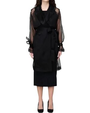 Pinko Jassen ,Zwart ,Organza Zijden Organza Trenchcoat
