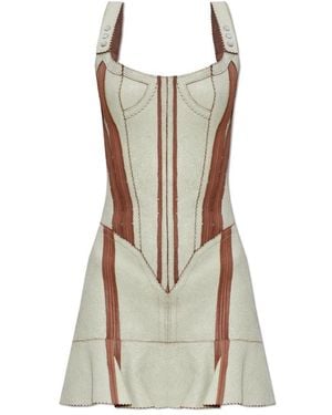 KNWLS Kleedjes ,Leer Scallop Dress - Naturel