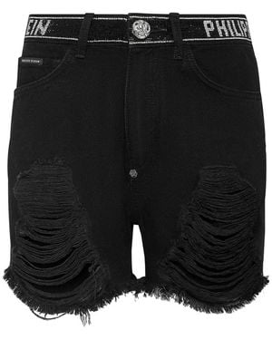 Philipp Plein Denim Shorts - Black