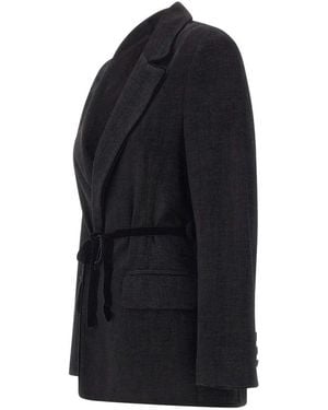 Kaos Jassen ,Zwart ,Leer Blazer Zonder Knopen Met Ceintuur
