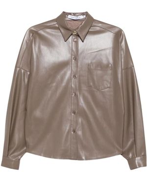 SIMONA CORSELLINI Overhemden ,Bruin ,Leer Lange Mouwen Shirt
