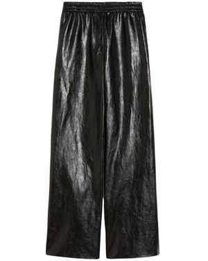 Weekend by Maxmara Chique Palazzo Broek Met Leder Effect - Zwart