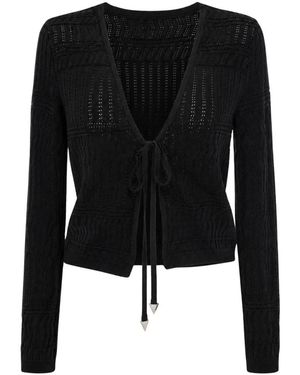 Akep Truien & Vesten ,Zwart ,Cropped Open Gebreid Vest