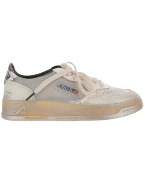 Autry Low-Top-Sneaker Aus Leder Mit Glitzer - Grau