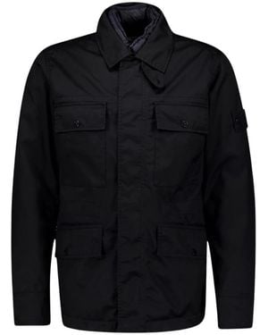 Stone Island Zwarte Ghost Wollen Jas
