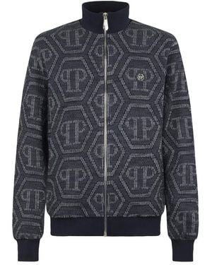 Philipp Plein Jacquard Tracksuit Jacket Monogram - Blauw