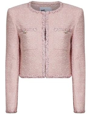 Self-Portrait Tweed Jackets - Rose