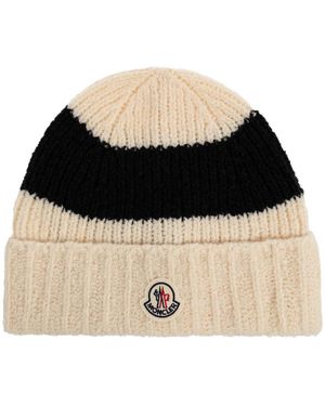 Moncler Accessoires ,Wol Wolmuts Met Logopatch - Zwart