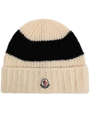 Moncler Wollmütze Mit Logo-Patch - Schwarz