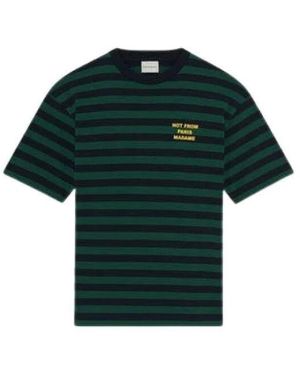 Drole de Monsieur Gestreiftes slogan baumwoll t-shirt - Grün